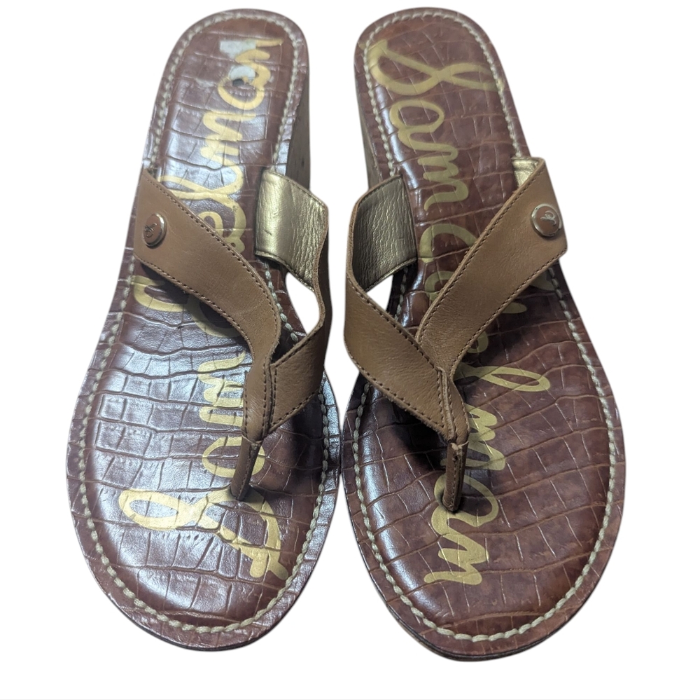 Sam Edelman Brown and Gold Sandals